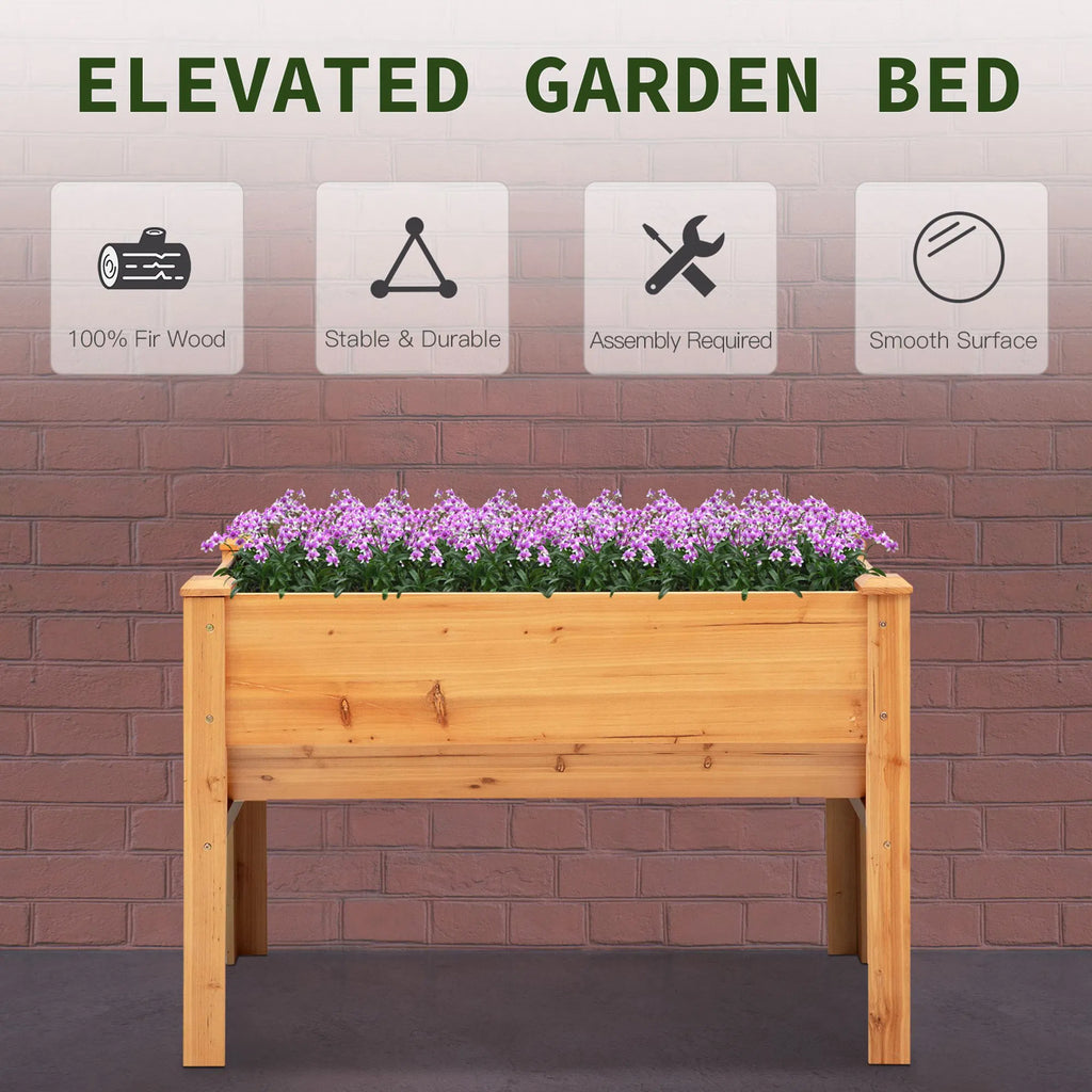Wooden Raised Garden Plant Stand Outdoor Tall Flower Bed Box with Hooks 48" x - Image 5