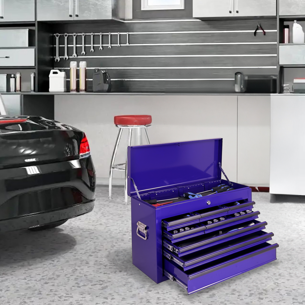 Heavy Duty Metal Tool Box 24 inch Portable Metal Tool Box with 9 Drawers - Image 4