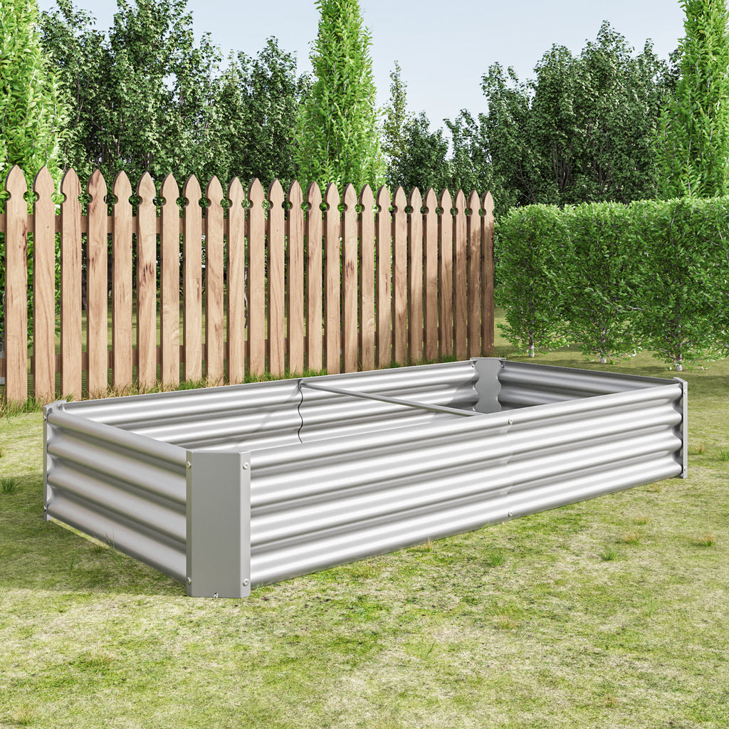 2PCS Silver 6×3×1ft Metal Raised Rectangle Garden Planter Beds - Image 3