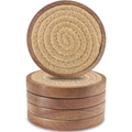 5 Pack 4 Inch Wood Drink Coasters Absorbent Woven Coaster Set For Coffee Table