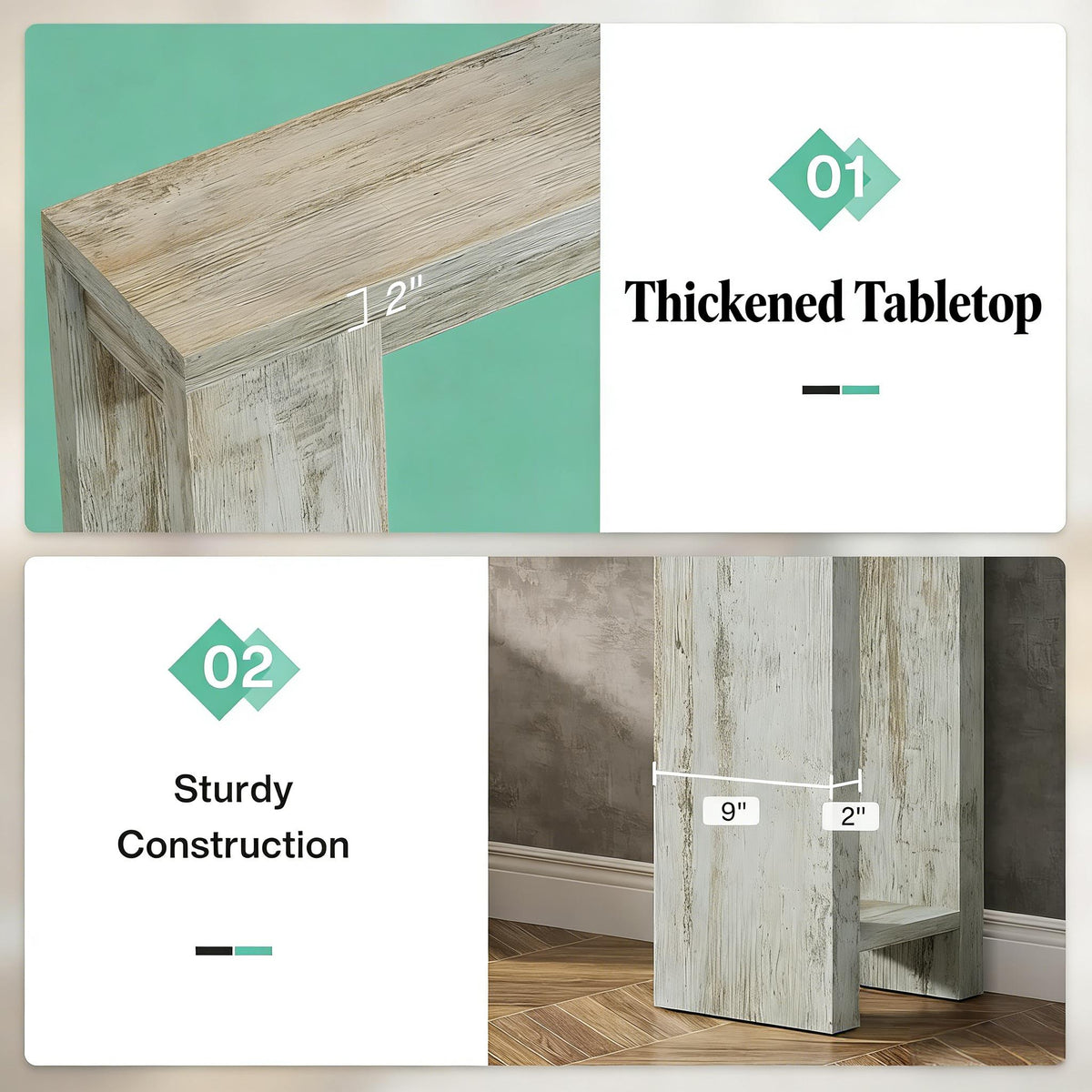 White Wooden Entryway Console Table