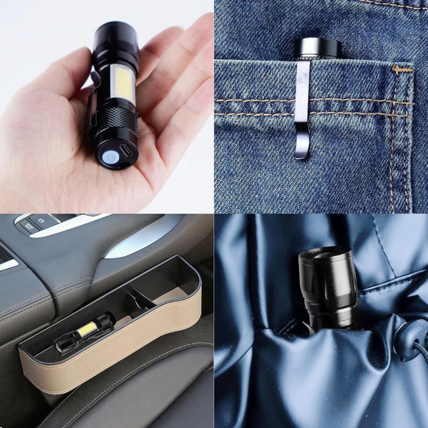2 Pack USB Rechargeable Small LED Flashlights Camping Flashlight Work Light - Image 3
