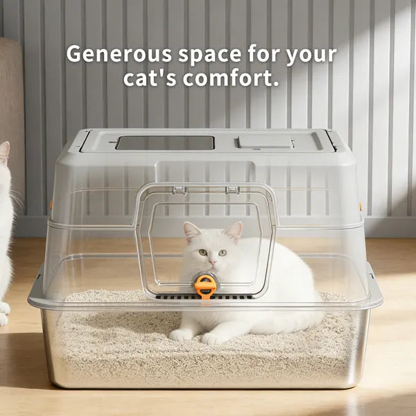 2025 Must Buy Fully Enclosed Stainless Steel Cat Litter Box Odor Proof - Image 2
