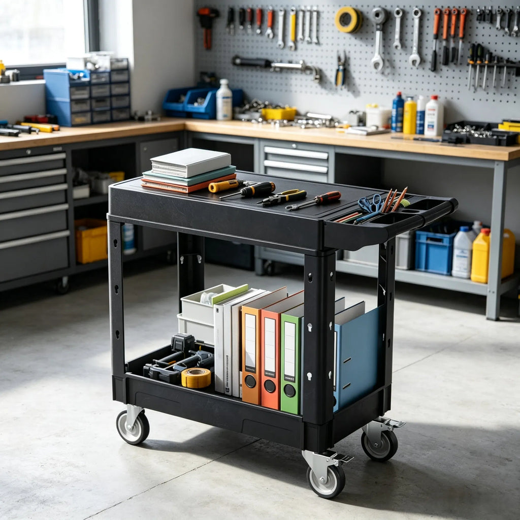 550 lbs 2 Shelf Heavy Duty Rolling Utility Service Cart 31.3 in x 17.7 in - Image 6