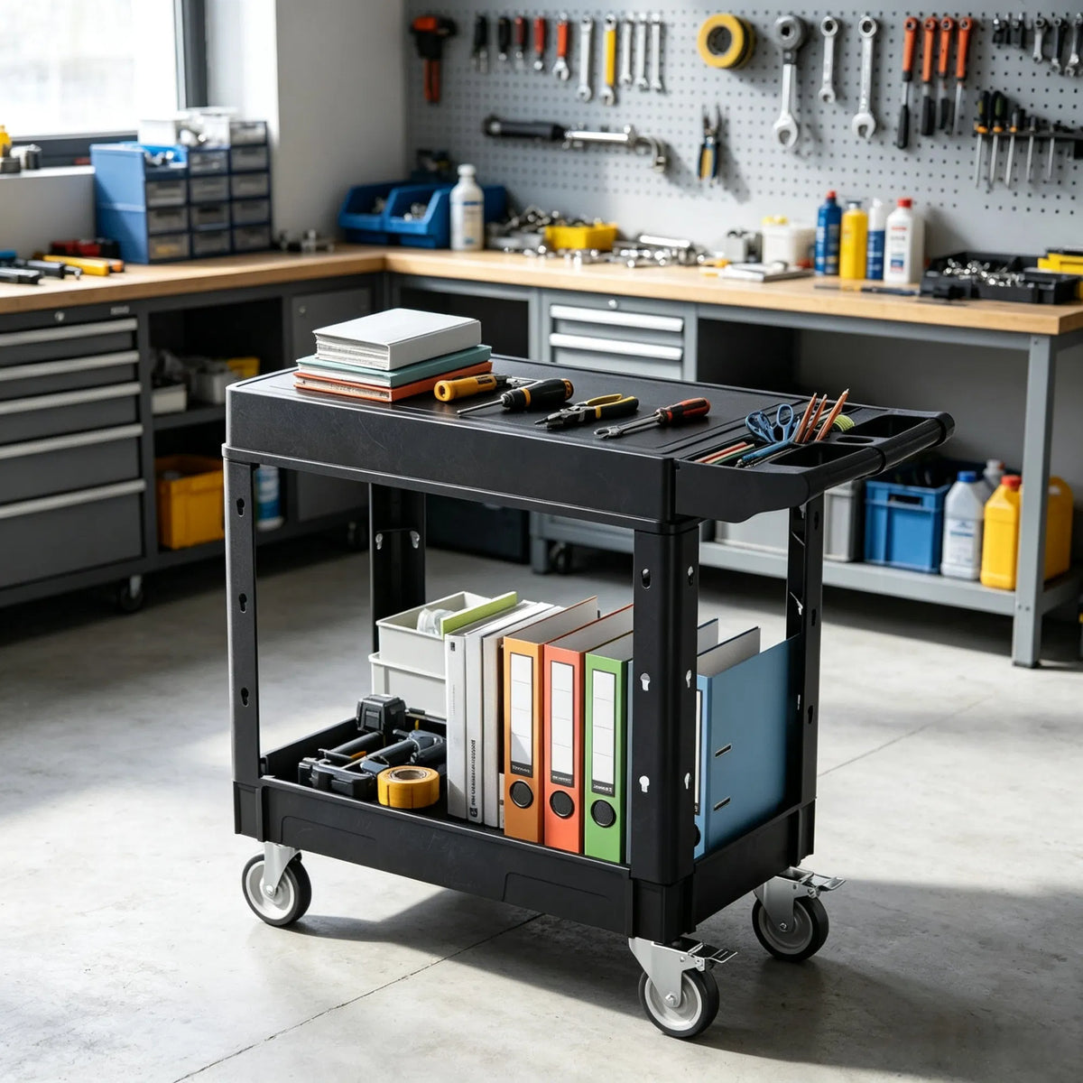 550 lbs 2 Shelf Heavy Duty Rolling Utility Service Cart 31.3 in x 17.7 in - Image 6