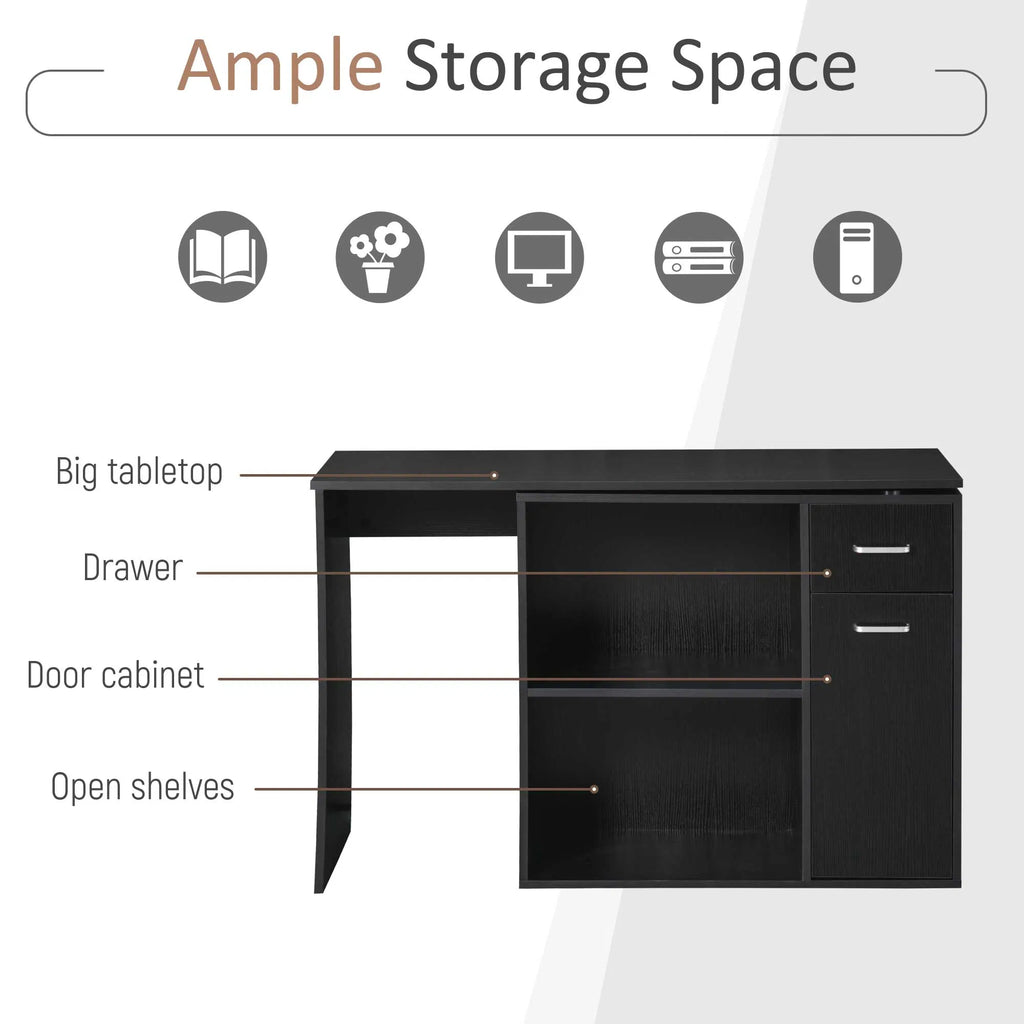 180° Rotating Home Office Corner Desk Storage Shelf Cabinet Black - Image 2