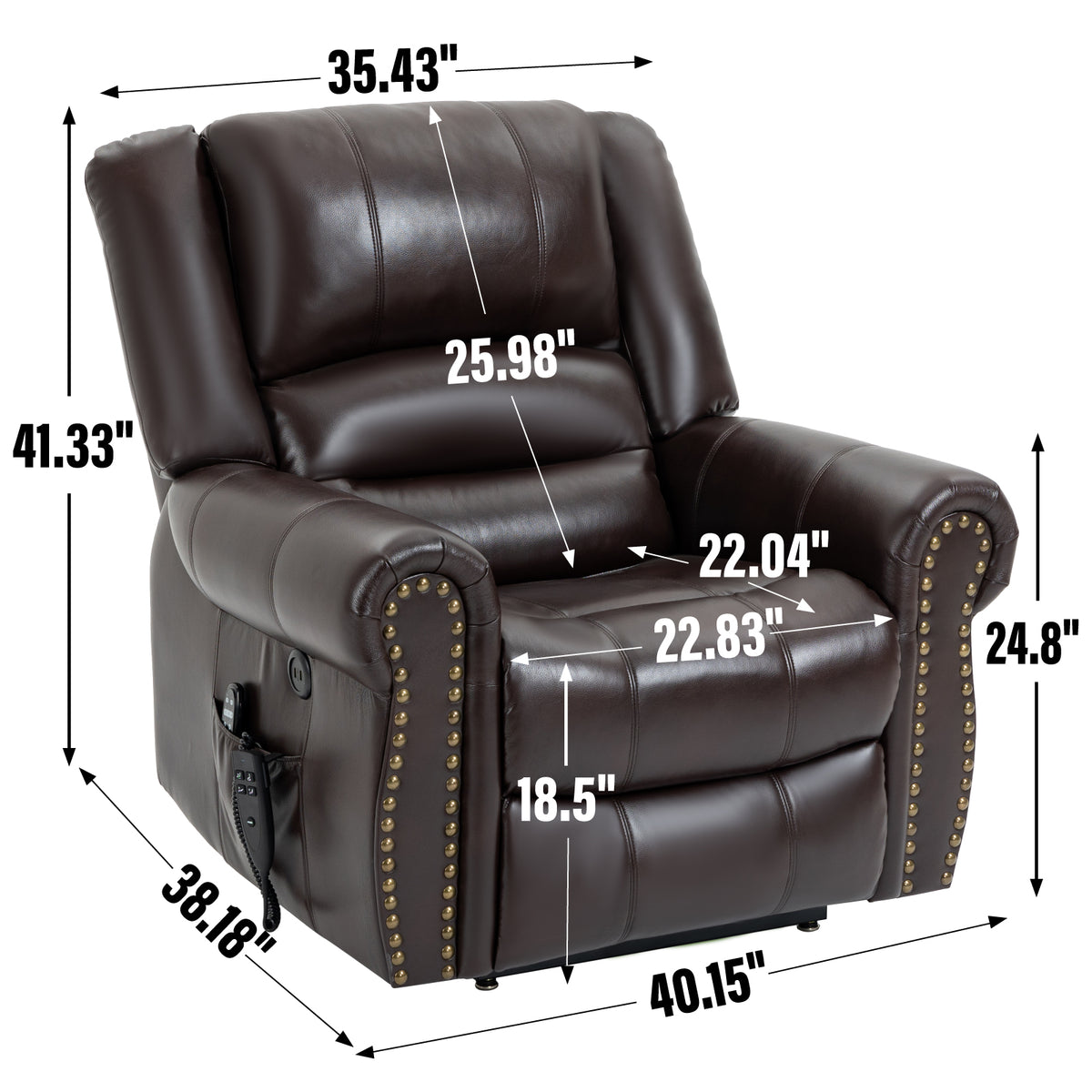 Power Lift Recliner Chair Heat Massage Dual Motor Infinite Position Up to 350 - Image 3