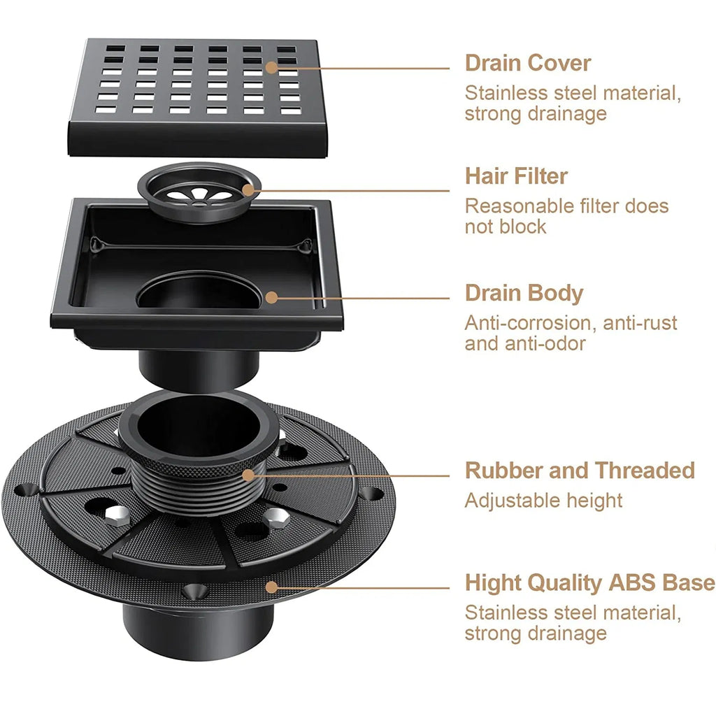 4 Inch Square Shower Floor Drain - Image 5