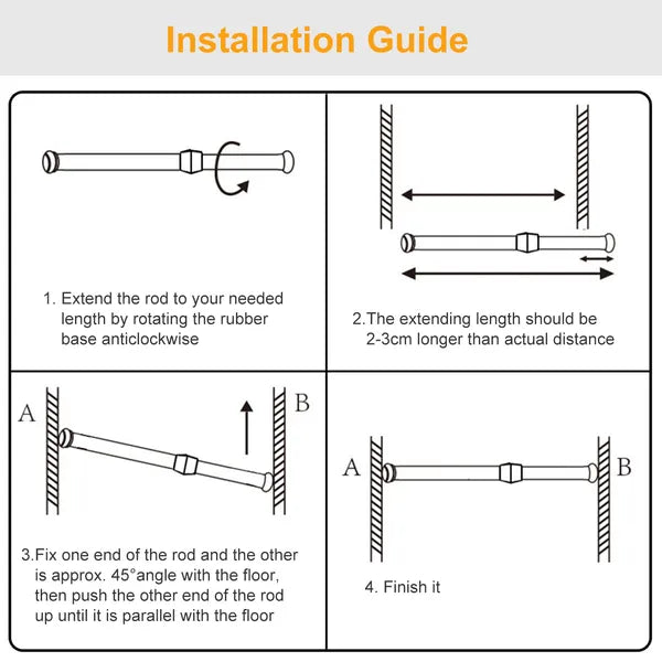 90cm tension curtain rod spring detail and structure