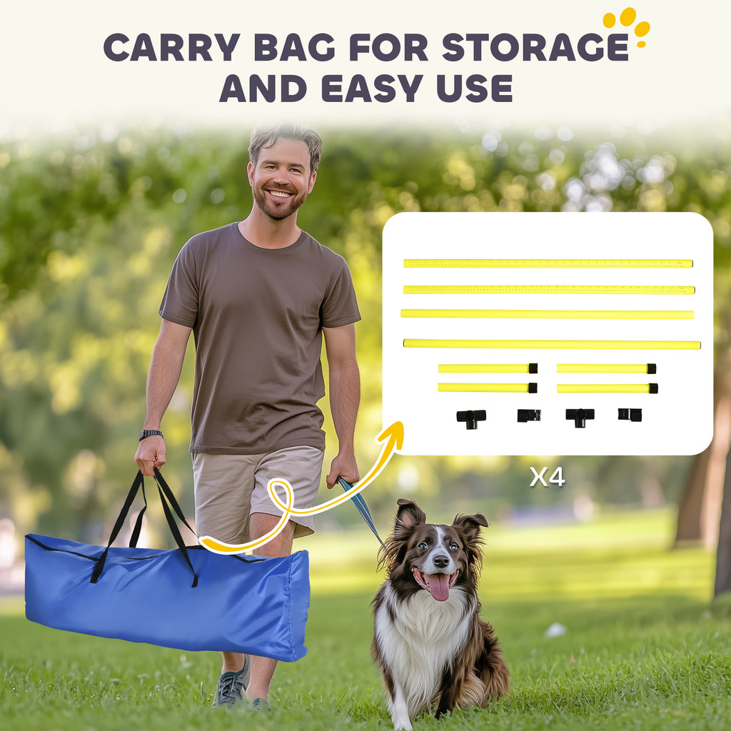 4 Piece Dog Agility Set with Adjustable Height Jump Bars Carry Bag Displacing - Image 4