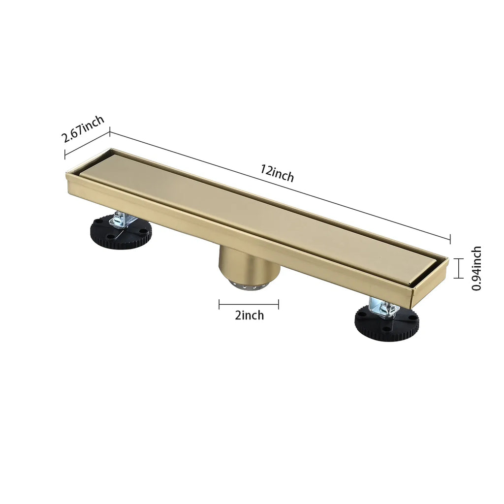 12 Inch Linear Shower Drain with 2 in 1 Flat & Tile Add Removable Cover 304 - Image 3
