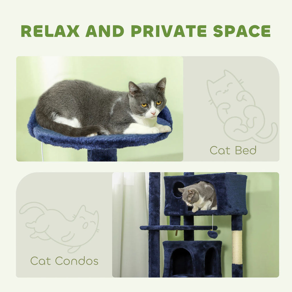 54" Cat Tree Multi Level Cat Tower with Scratching Posts Cat Condos Bed - Image 2
