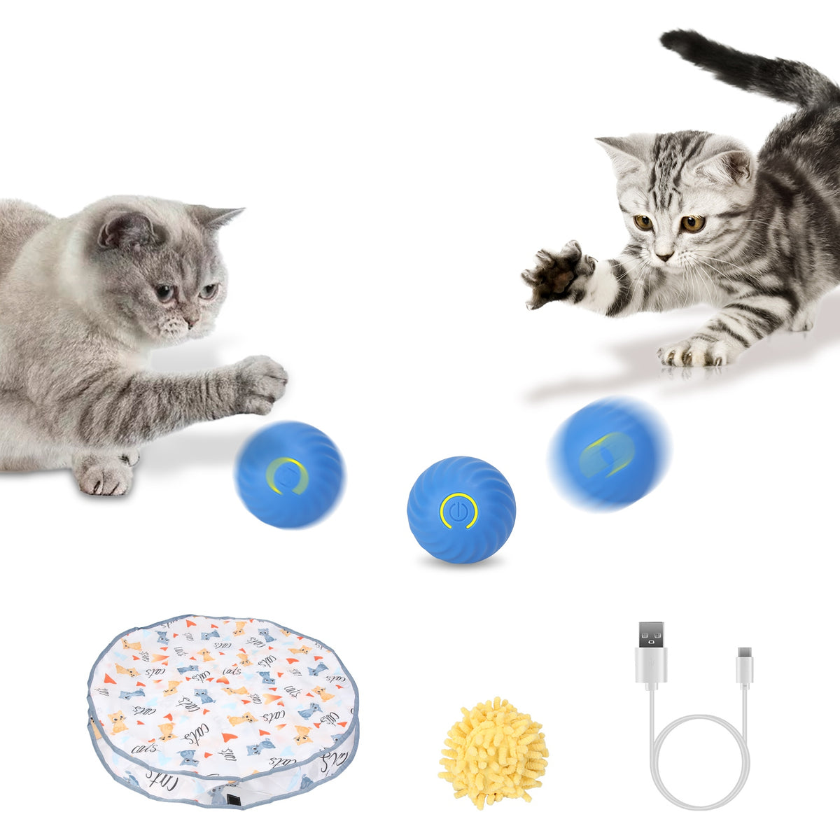 1Pc Cat Toys Ball Fast Rolling In Pouch Rechargeable Motion Activated - Image 2