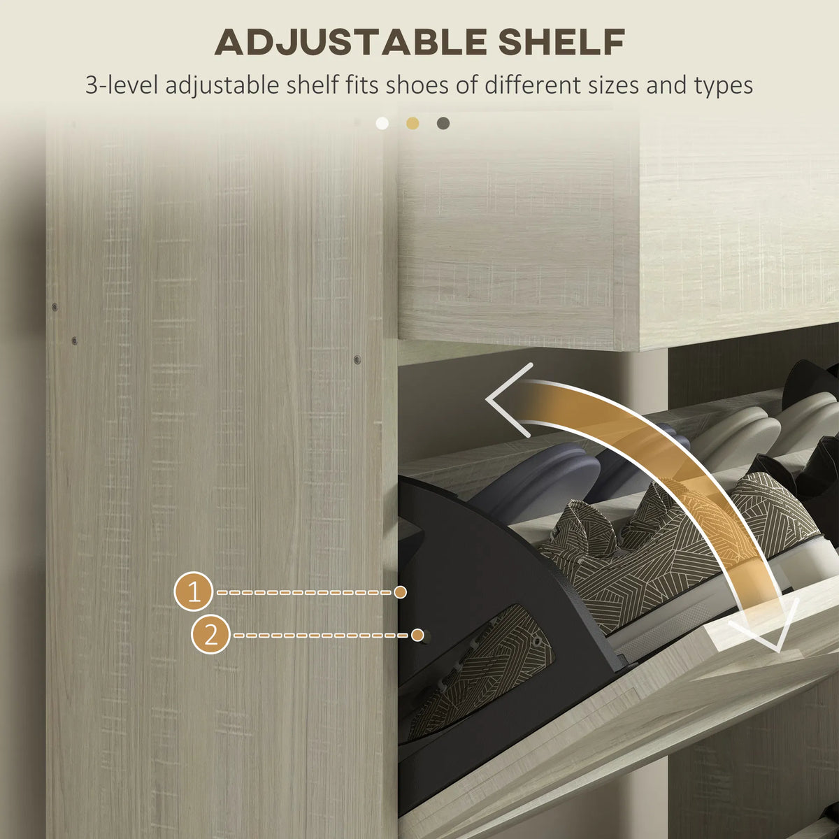 Slim Shoe Storage with 2 Flip Drawers and Adjustable Shelves Shoe Cabinet - Image 2