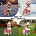 Christmas French Bulldog Statue Holiday Dog Figurine in Pink Santa Outfit