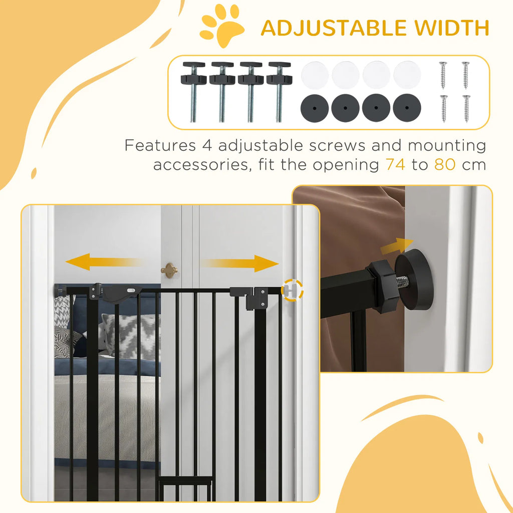 36" Easy Open Indoor Dog Gates for Doorways House Stair Black - Image 3