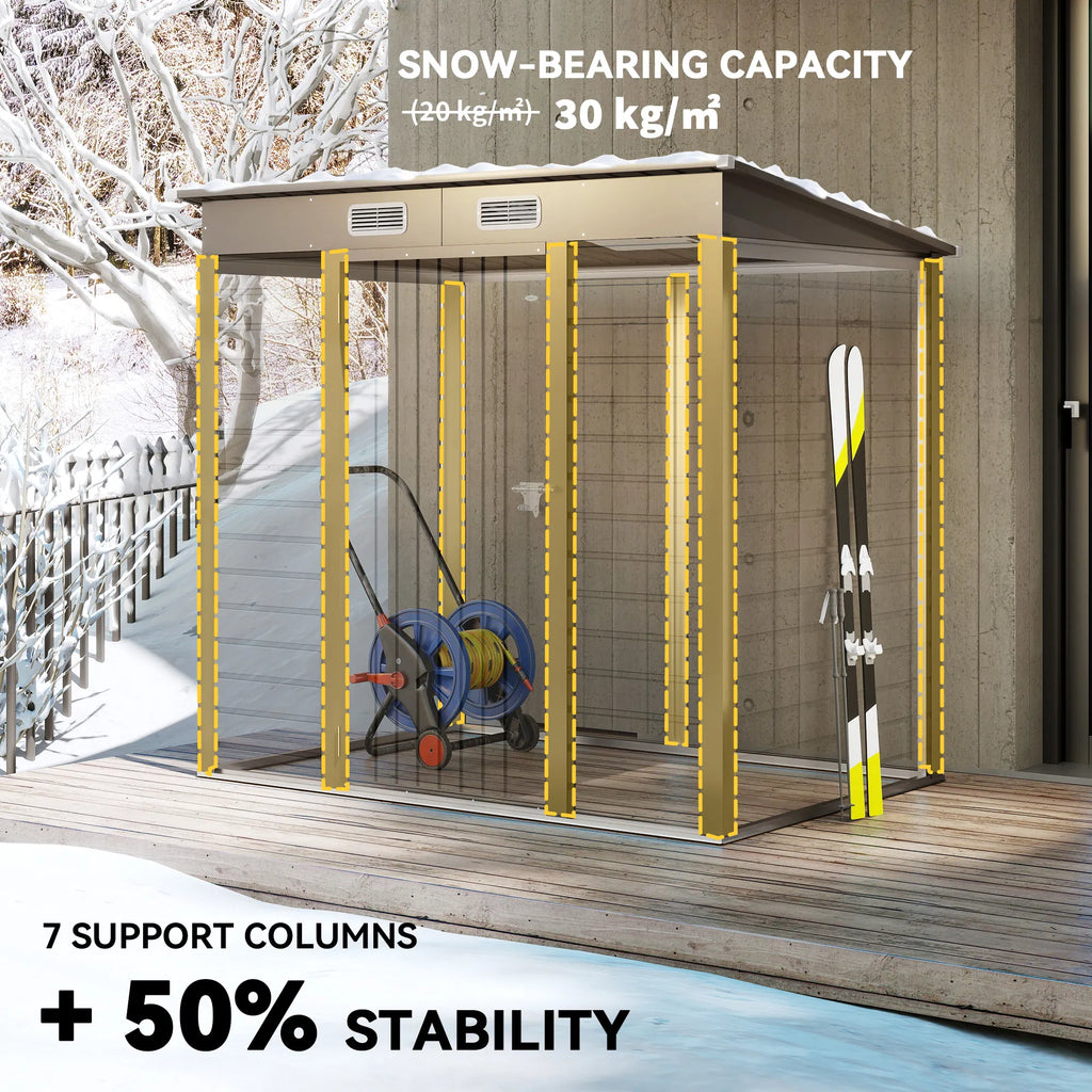 6 x 4FT Galvanized Garden Storage Shed Metal Outdoor Shed with Double Doors - Image 5