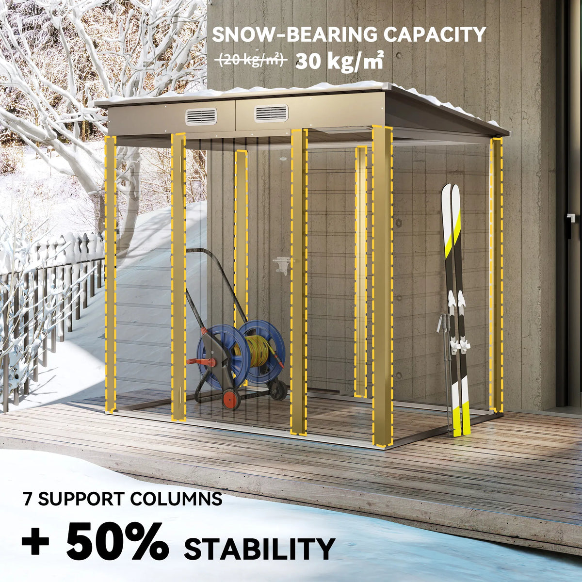 6 x 4FT Galvanized Garden Storage Shed Metal Outdoor Shed with Double Doors - Image 5