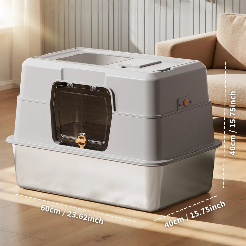 2025 Must Buy Fully Enclosed Stainless Steel Cat Litter Box Odor Proof - Image 3