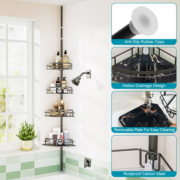 corner shower caddy tension pole main view