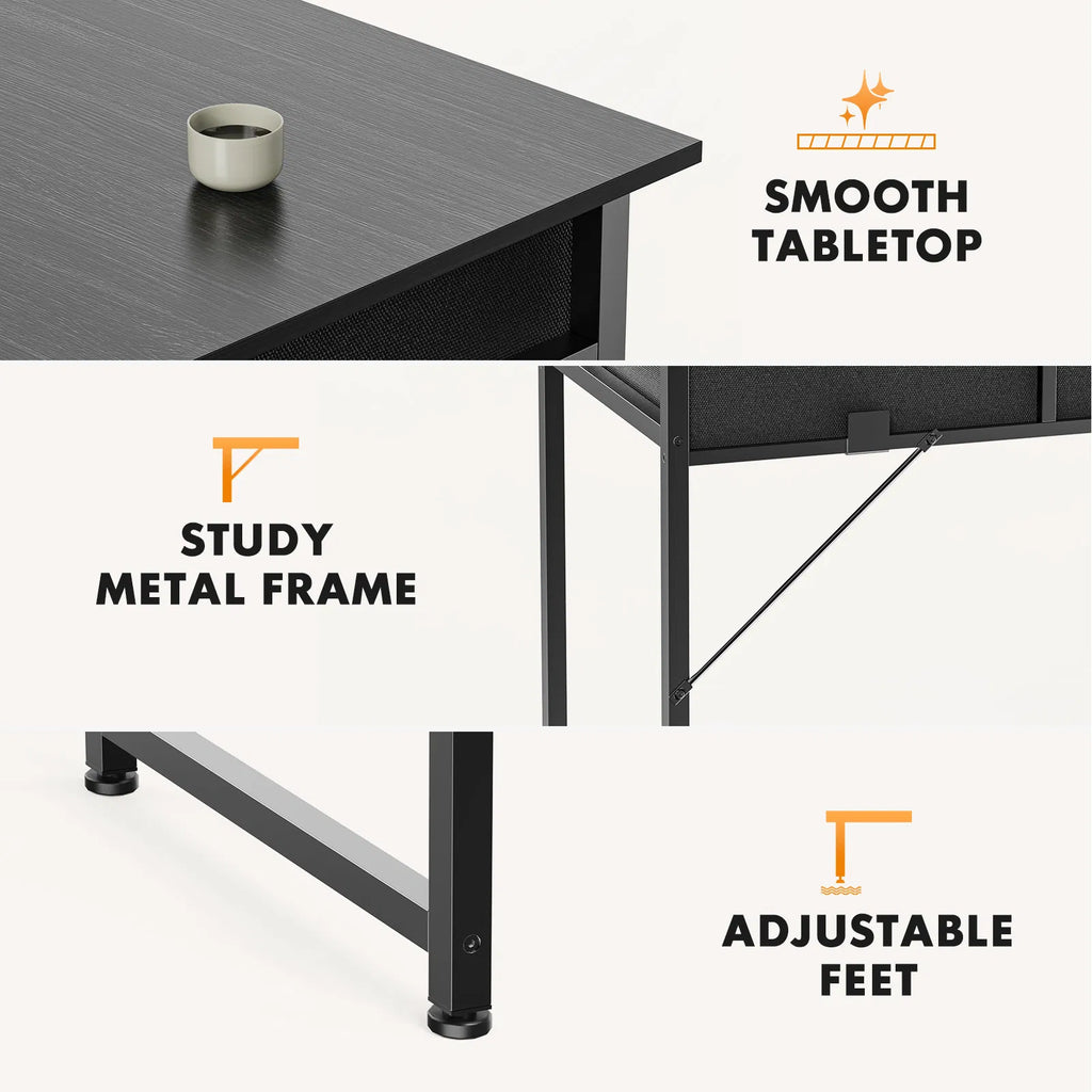 Computer Desk Small Home Office Bedroom Writing Study PC Table with Storage - Image 4