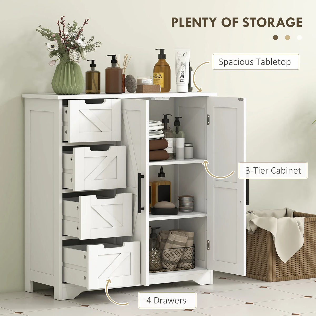 Bathroom Floor Cabinet Farmhouse Bathroom Storage Cabinet with Adjustable - Image 4