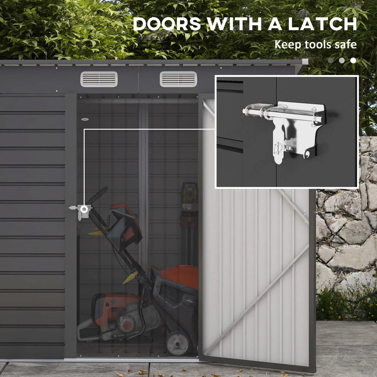 6 x 4FT Galvanized Garden Storage Shed Metal Outdoor Shed with Double Doors - Image 3