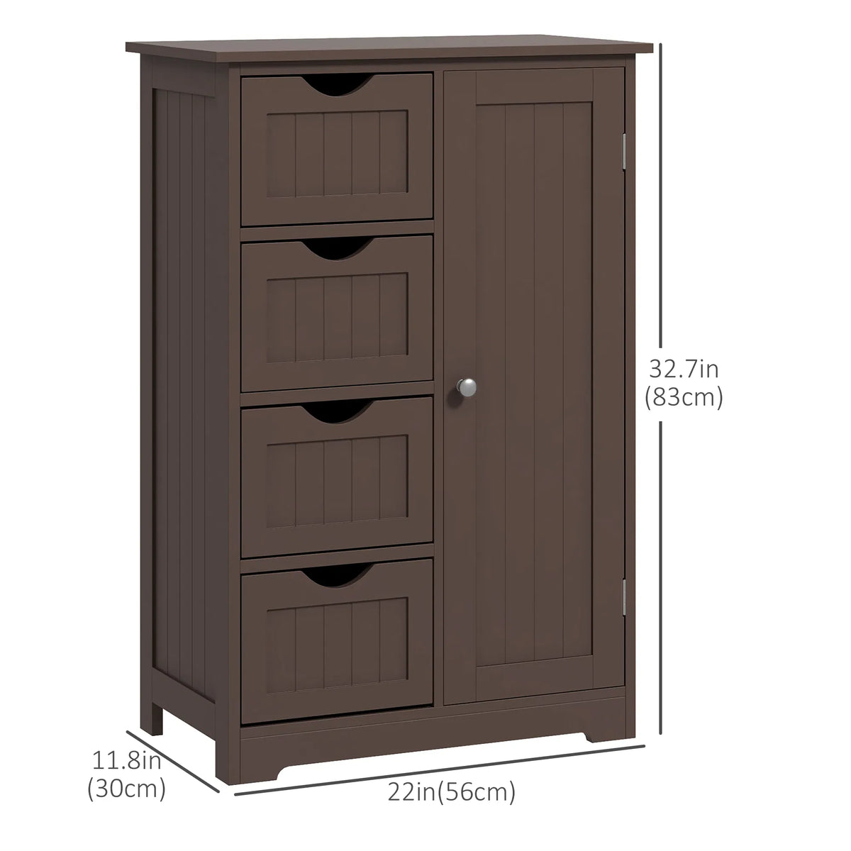 Bathroom Storage Cabinet Floor Cabinet with Adjustable Shelf and 4 Drawers - Image 4