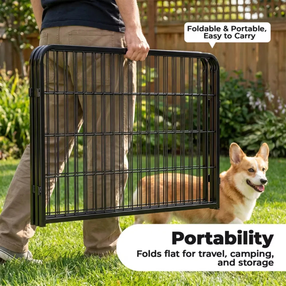 Dog Playpen Indoor Fence Height Metal Exercise Pen with Door Small