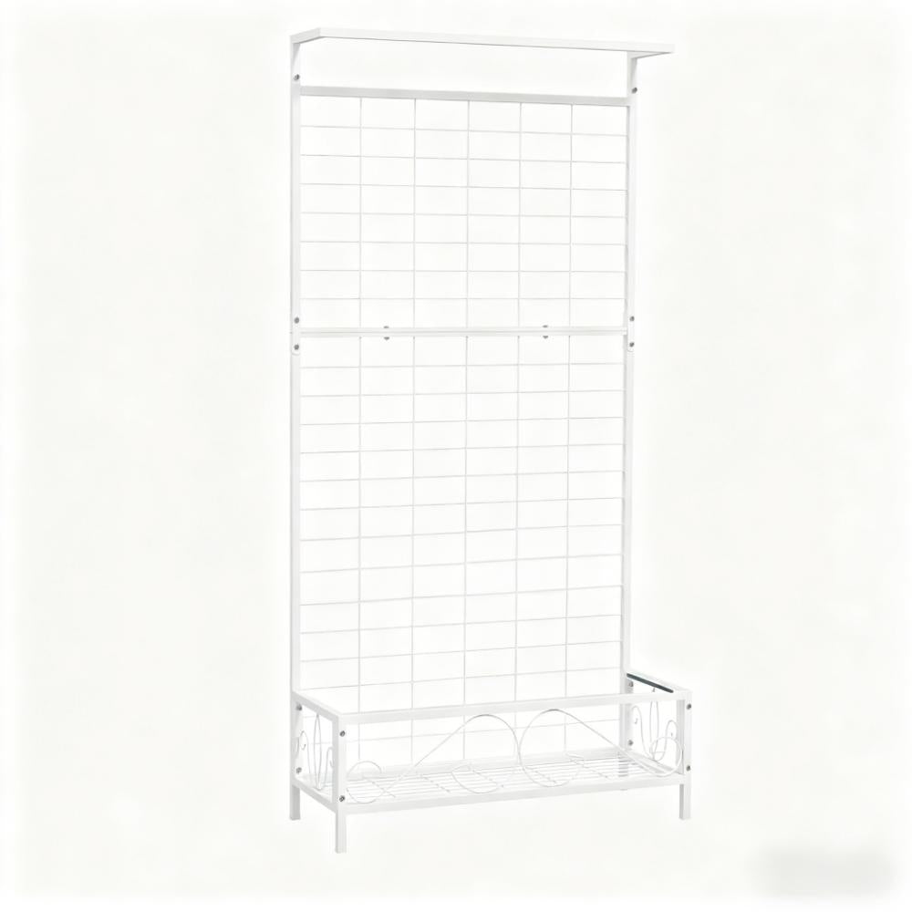 White Plant Holder Metal Tall Stand With Trellis And Hanging Bar For Indoor - Additional Product View 6