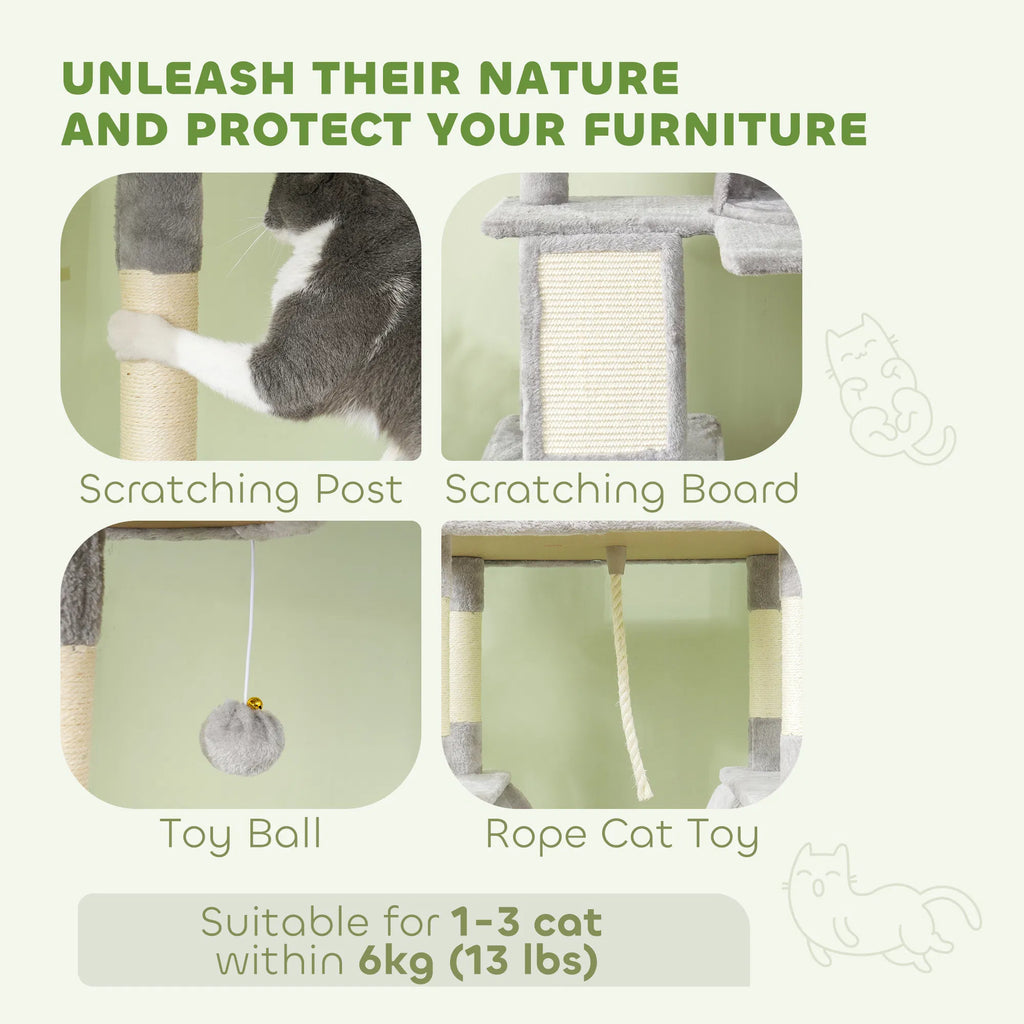 81" Large Cat Tree w/ Scratching Posts Condos Beds Hammocks Jumping - Image 3