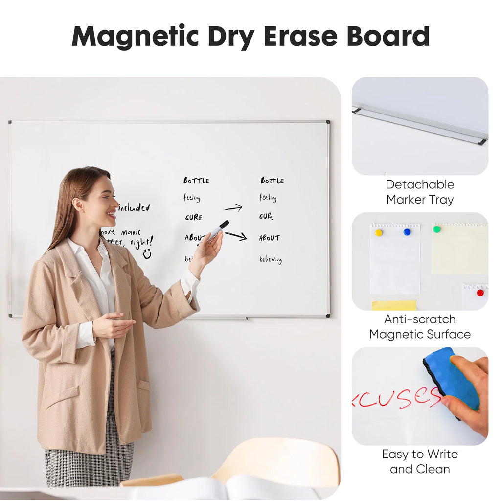 Magnetic Dry Erase Board 36 X 24 Inches White Board for Home Office - Image 2