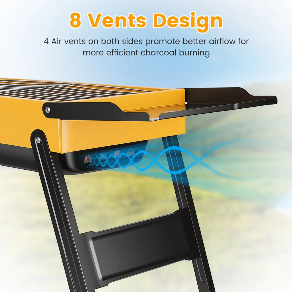 Multi Function Portable Charcoal Grill with Prep Side Tables Powder Coated - Image 5