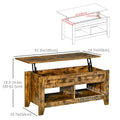 Lift Top Coffee Table with Hidden Storage Compartment and Open Shelves Lift