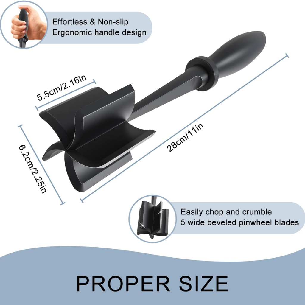 Heat Resistant Meat Chopper & Ground Beef Masher 5 Blade Non Scratch Nylon - Image 4