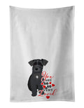 NEW Schnauzer Black #1 So Loved Kitchen Towel Set Of White Dish Towels