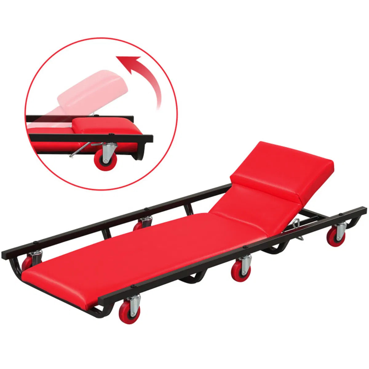4 Level Adjustable Backrest Mechanic Rolling Creeper Heavy Duty 6 Swivel - Image 3