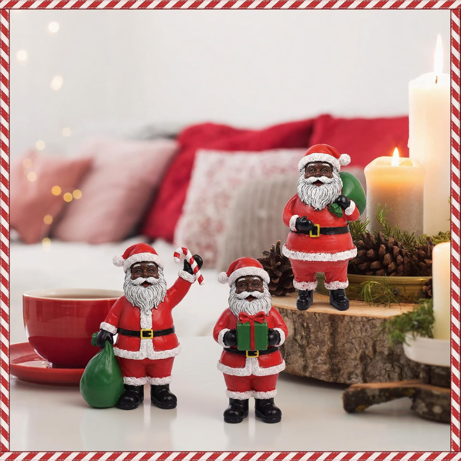 Wooden Figurine Table Decorations Black Santa Wooden African American Table - Image 2