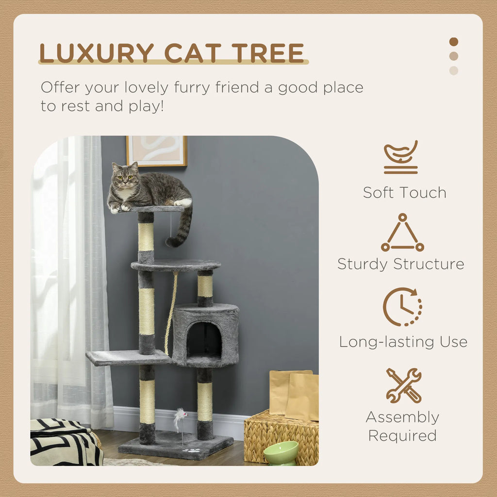 46Inch Scratching Cat Tree Multi Level Cat Tower for Large Cats Adult with - Image 3