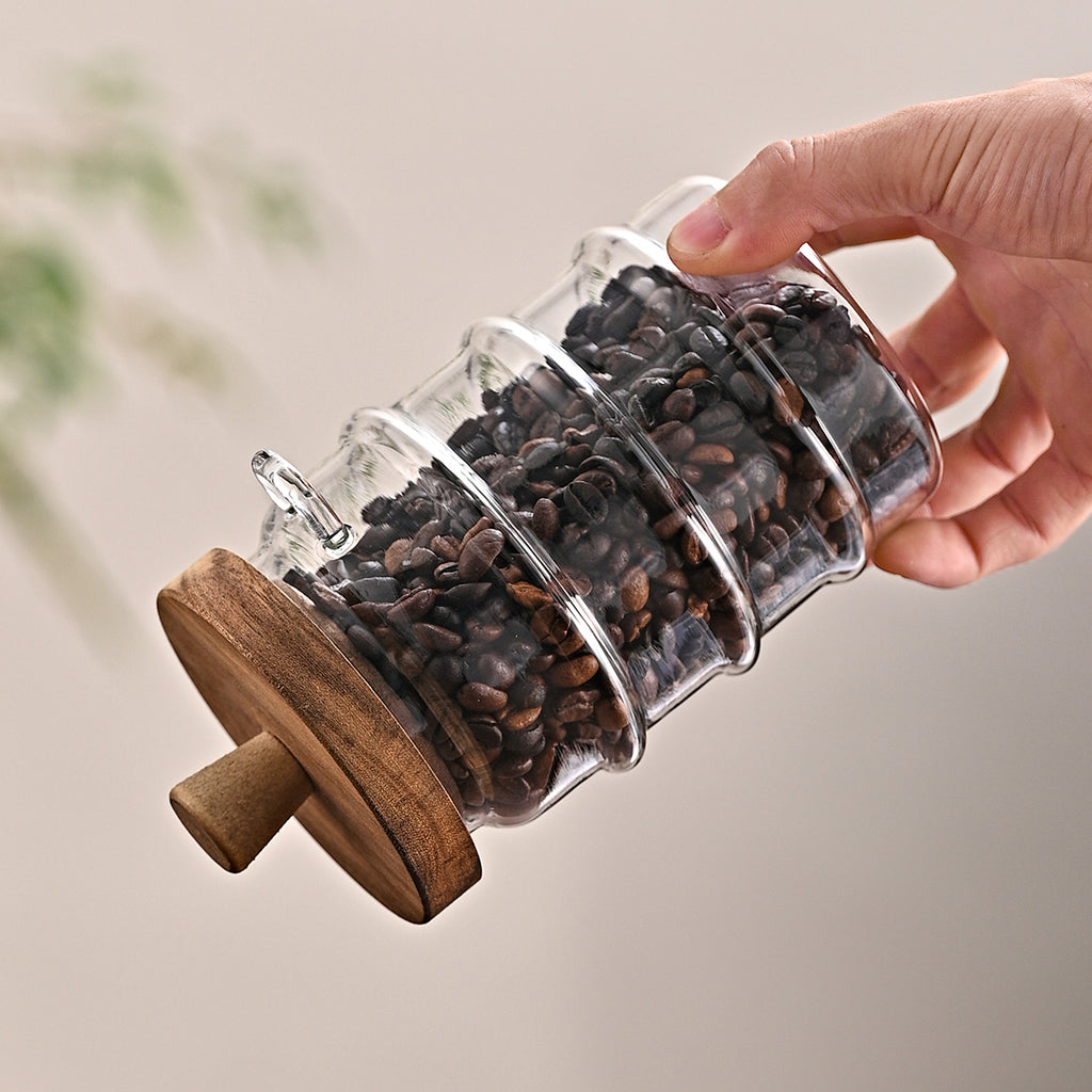 3 Piece Pcs Glass Coffee Jars With Spoons Candy Biscuit Storage Tea Snack Seasoning - Additional View 5