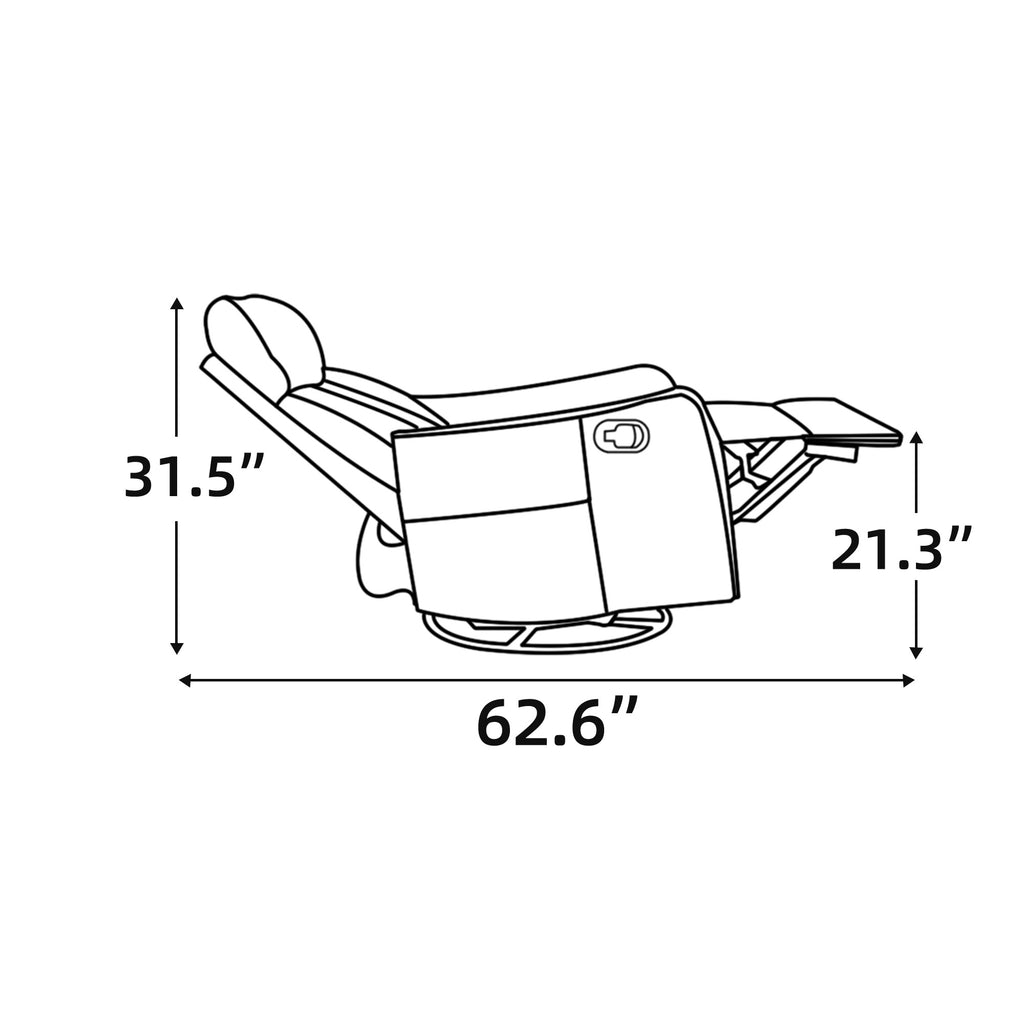 Light Grey Heat Massage Manual Recliner Chair with Rocker and Swivel in Fabric - Image 4