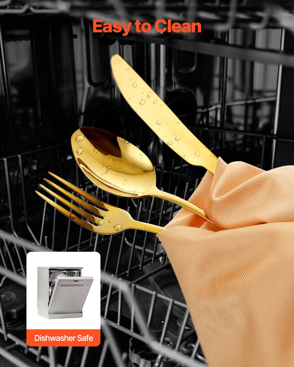 100 Piece Silverware Set Stainless Steel Cutlery Flatware Utensil Kitchen For 20 - Angle and Detail View