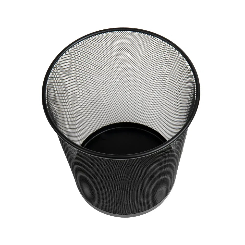 Mesh Trash Can Set of 3 Waste Paper Basket Metal 11.5"L x 11.5"W x 13.75"H Black - Image 2