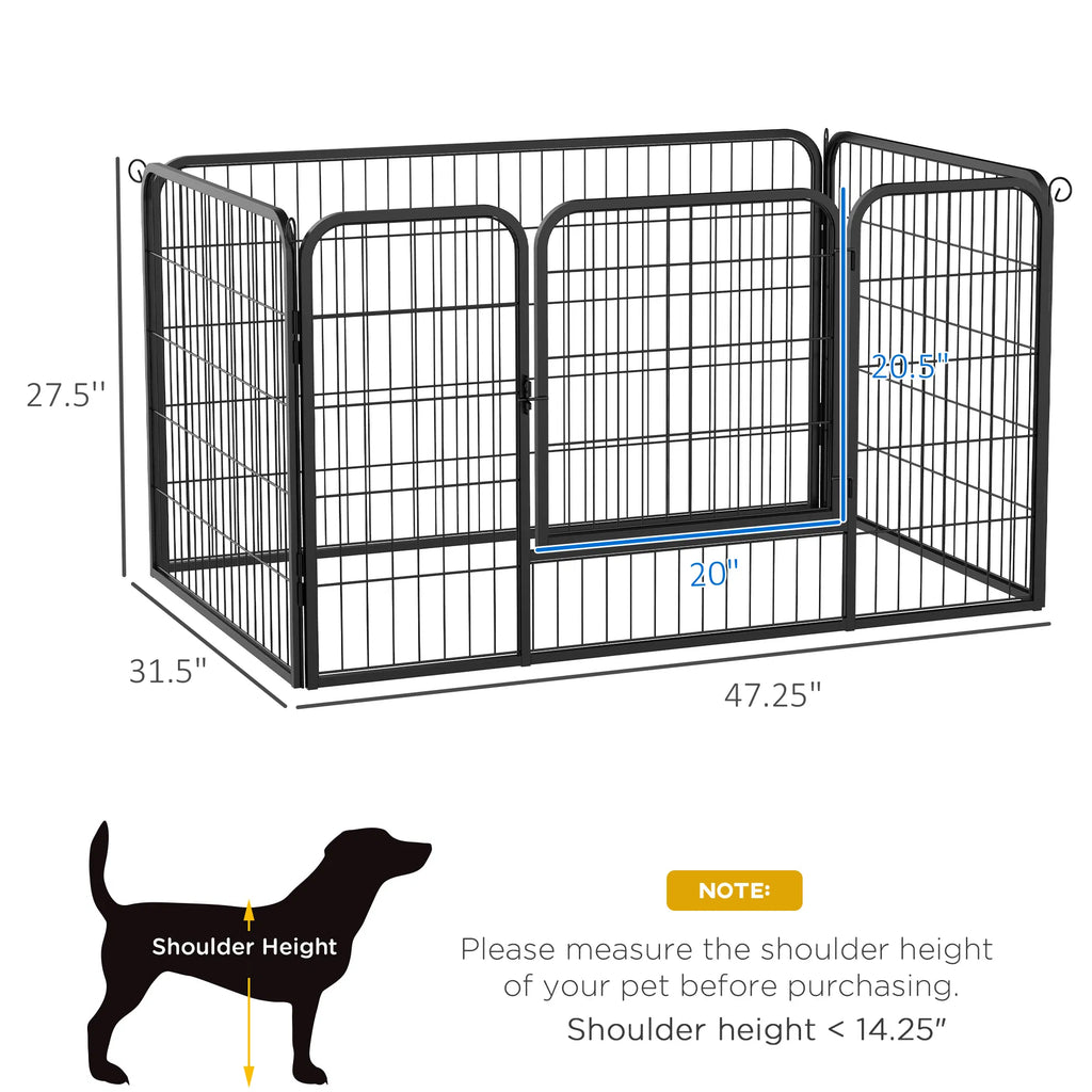 32"W 4 Panel Metal Dog Pen Exercise Pet Playpen Dog Indoor/Outdoor Fence Black - Image 4