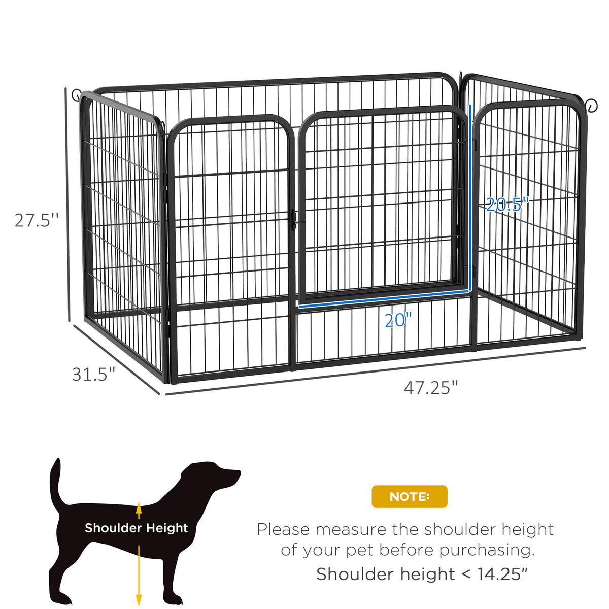 32"W 4 Panel Metal Dog Pen Exercise Pet Playpen Dog Indoor/Outdoor Fence Black - Image 4