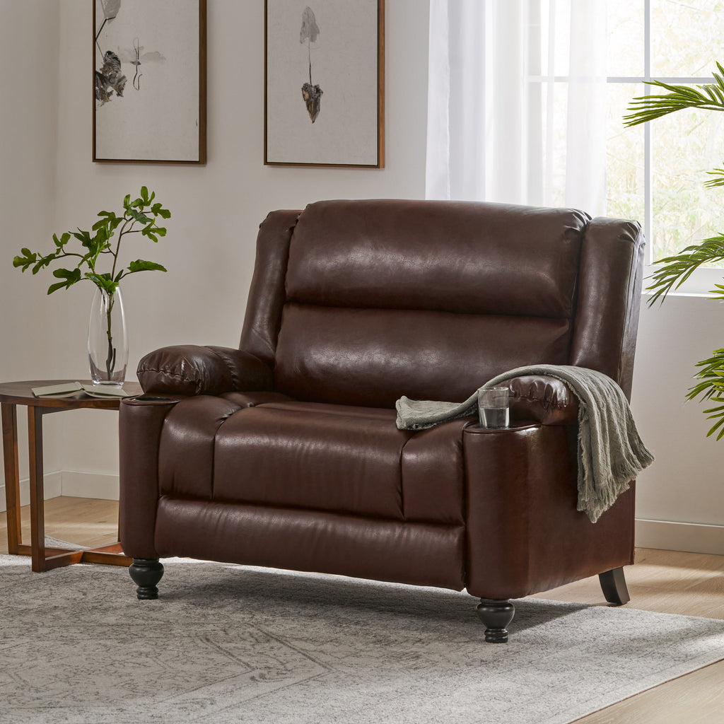 50'' Wide Faux Leather Manual Recliner Chair Tufted Design Accent Chair