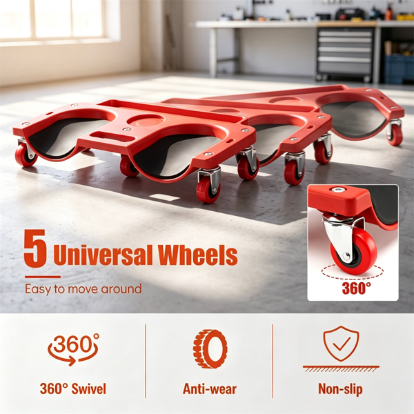 Red Rolling Knee Creeper With EVA Foam Cushioned Pads 300 LBS Capacity Garage - Image 4