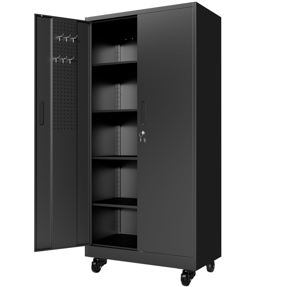 71in metal garage storage cabinet with wheels product view 1