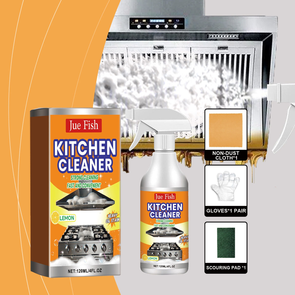 JUE FISH Kitchen Grease Cleaning Kit 120 ml with Tools