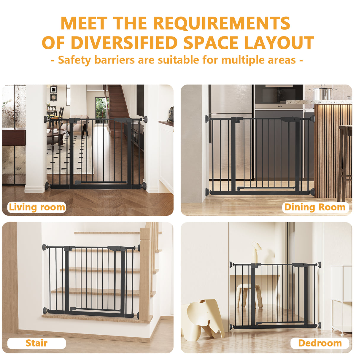 29.5 45.3" Wide Baby Gate with wall protector for Stairs Dog Gate Indoor for - Image 4